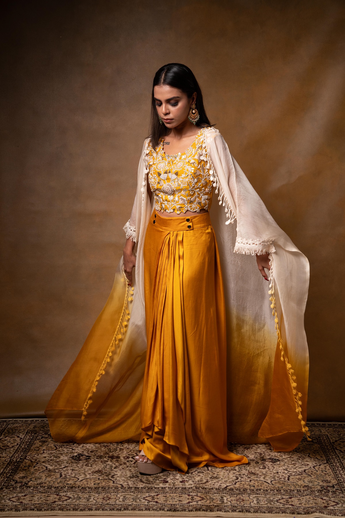 Silk Drape Skirt Set